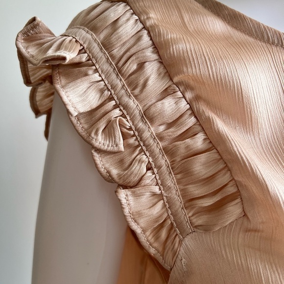 IRIS | Champagne Ruffle Sleeve Textured Sleeveless Blouse - Picture 3 of 7